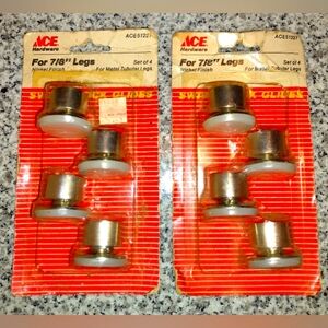 GLIDES FOR TUBULAR METAL FURNITURE LEGS. 8 Vintage UNUSED Glides Sz. 7/8" Legs.